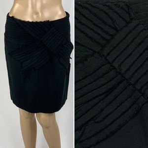 ANTHROPOLOGIE black skirt w raw edge bow trim
